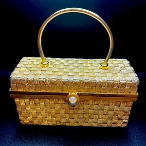 Vintage Gold Box Purse W/ Mirror